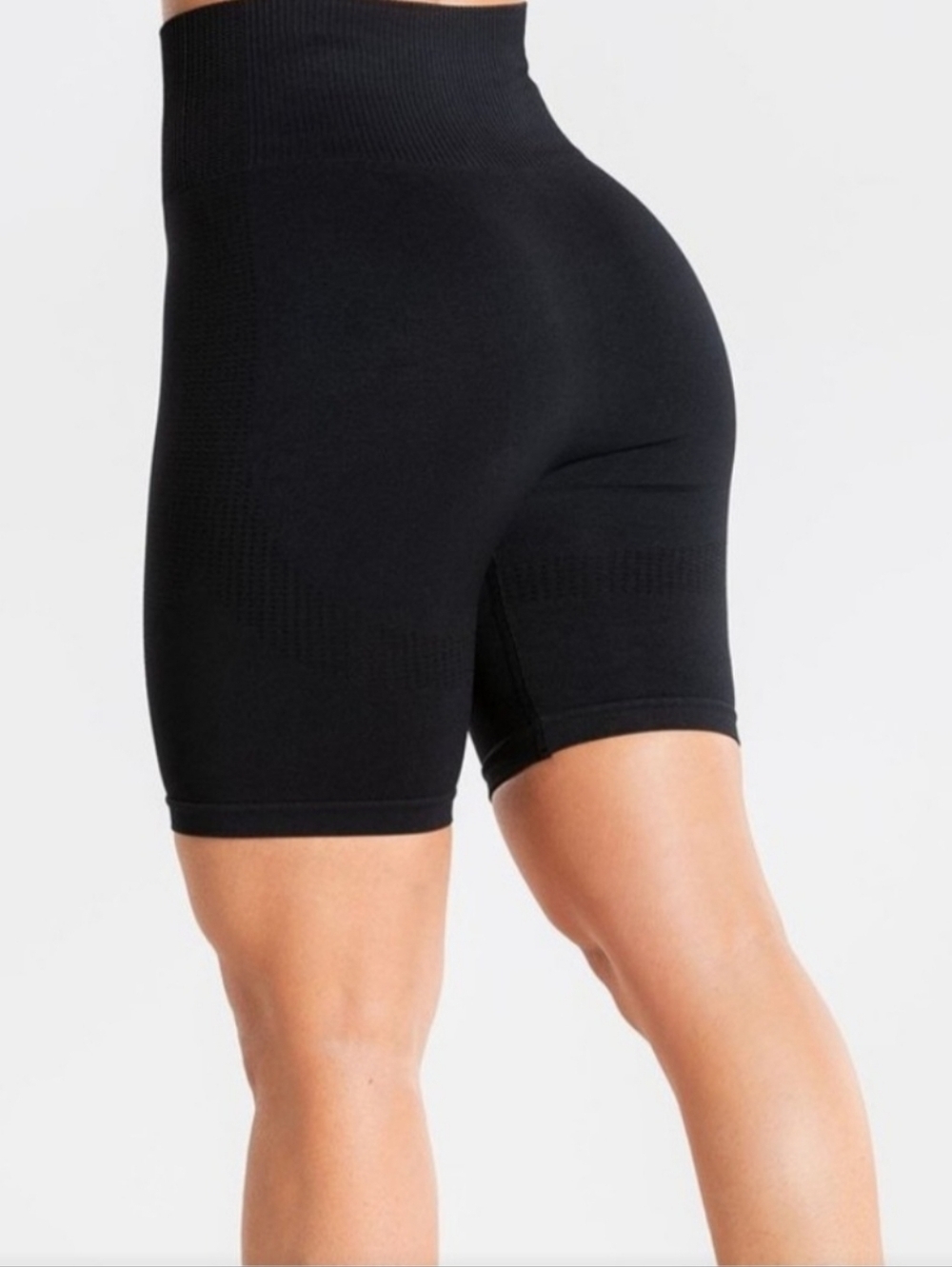 NWOT Womens Best Seamless Black Biker Shorts High Waisted Gym Size L - Picture 3 of 4